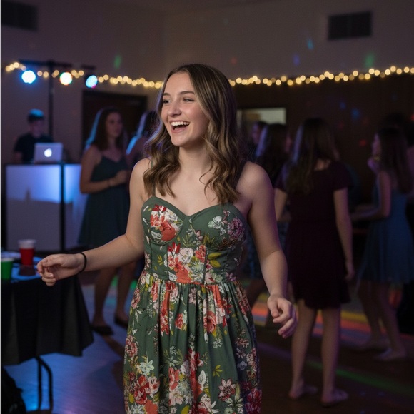 Bog Collective Dresses & Skirts - Floral Green Mini Dress